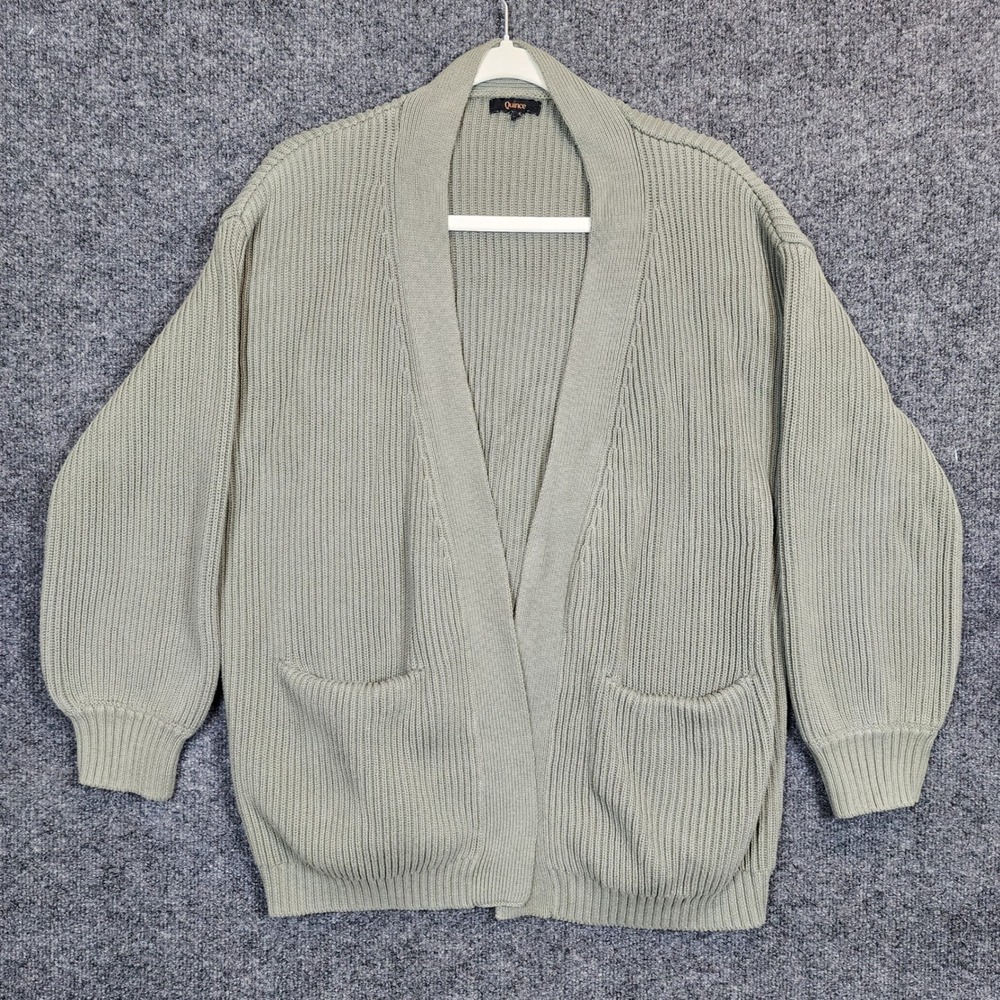 Quince Women's Cardigan Size M Organic Cotton Minimalist Neutral Oversized Cozy - Picture 2 of 9